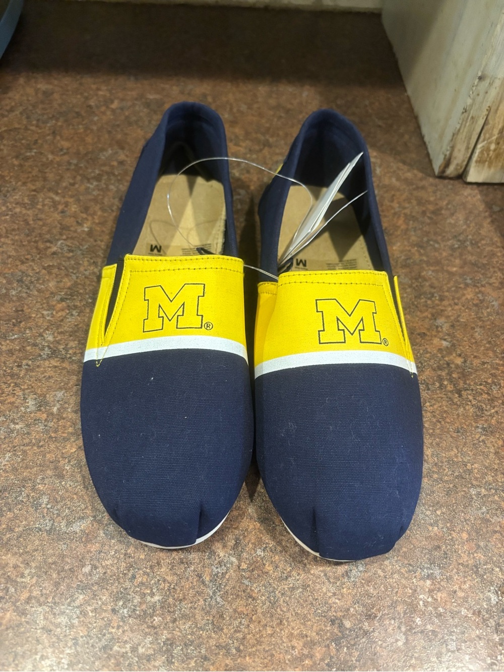 Michigan Navy & Yellow Slip-On Loafers with M Logo